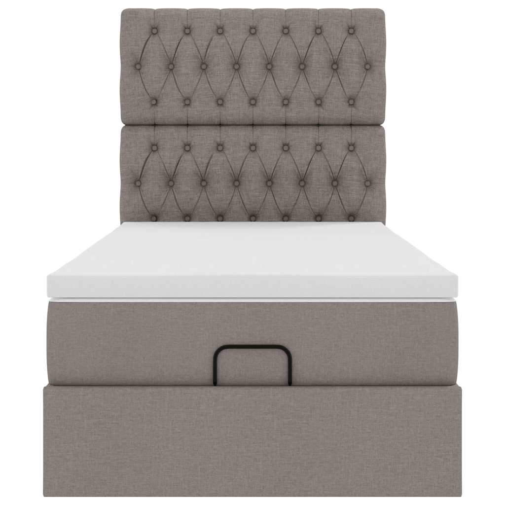 Ottoman-Bett mit Matratze & LEDs Taupe 90x190 cm Stoff