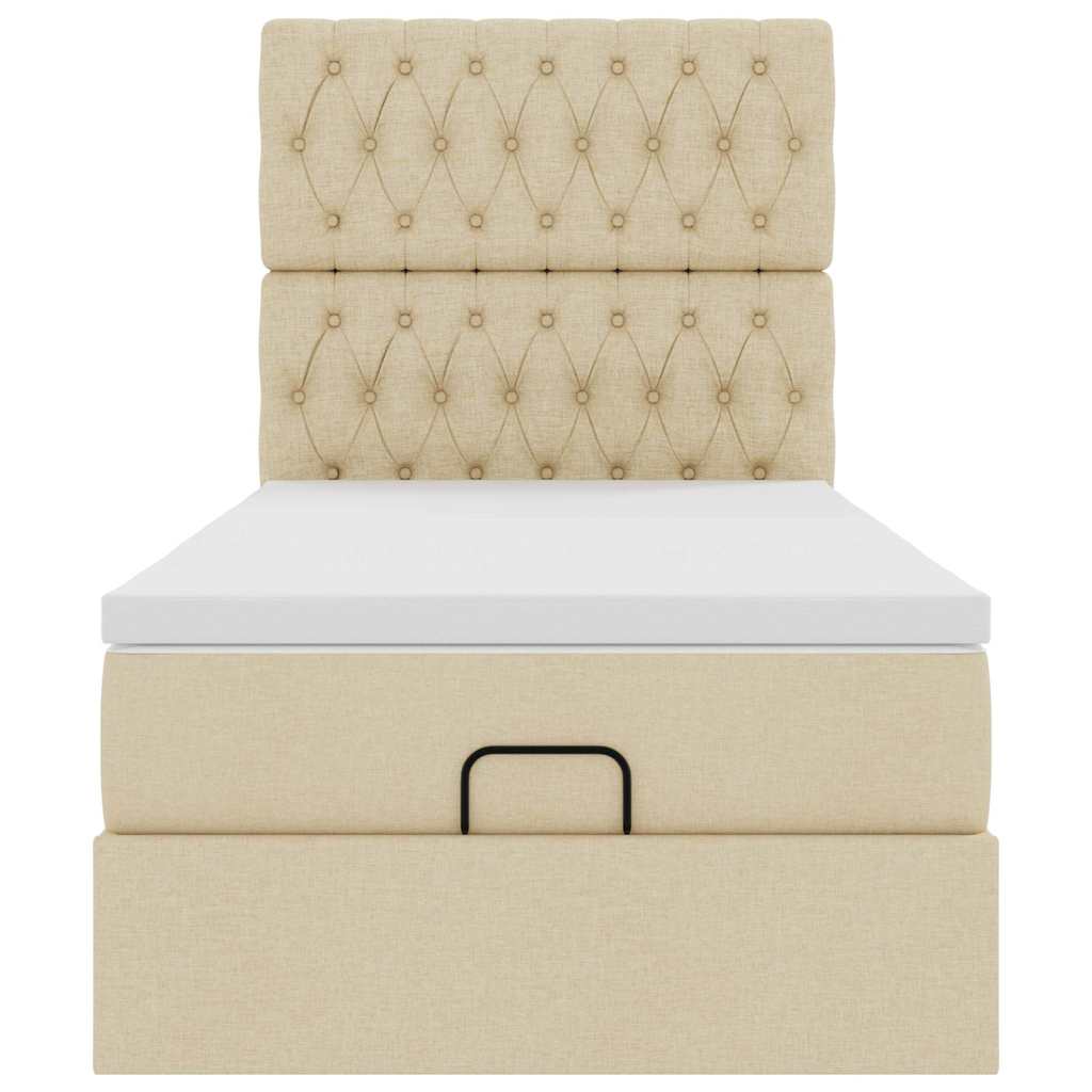 Ottoman-Bett mit Matratze & LEDs Creme 90x190 cm Stoff