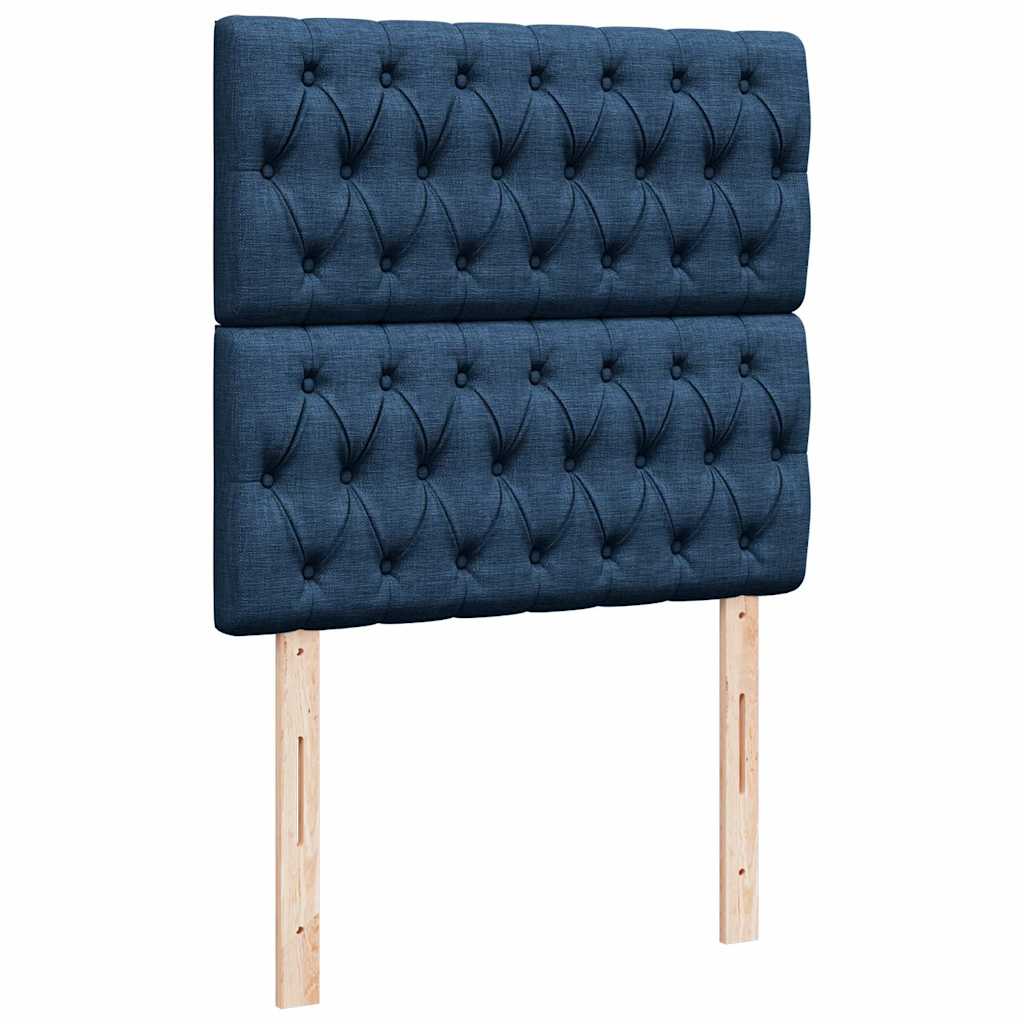 Ottoman-Bett mit Matratze & LEDs Blau 90x190 cm Stoff