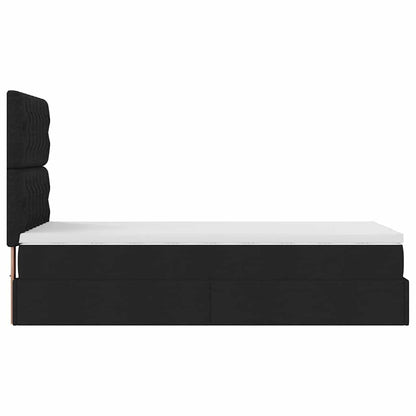 Ottoman-Bett mit Matratze & LEDs Schwarz 90x200 cm Stoff