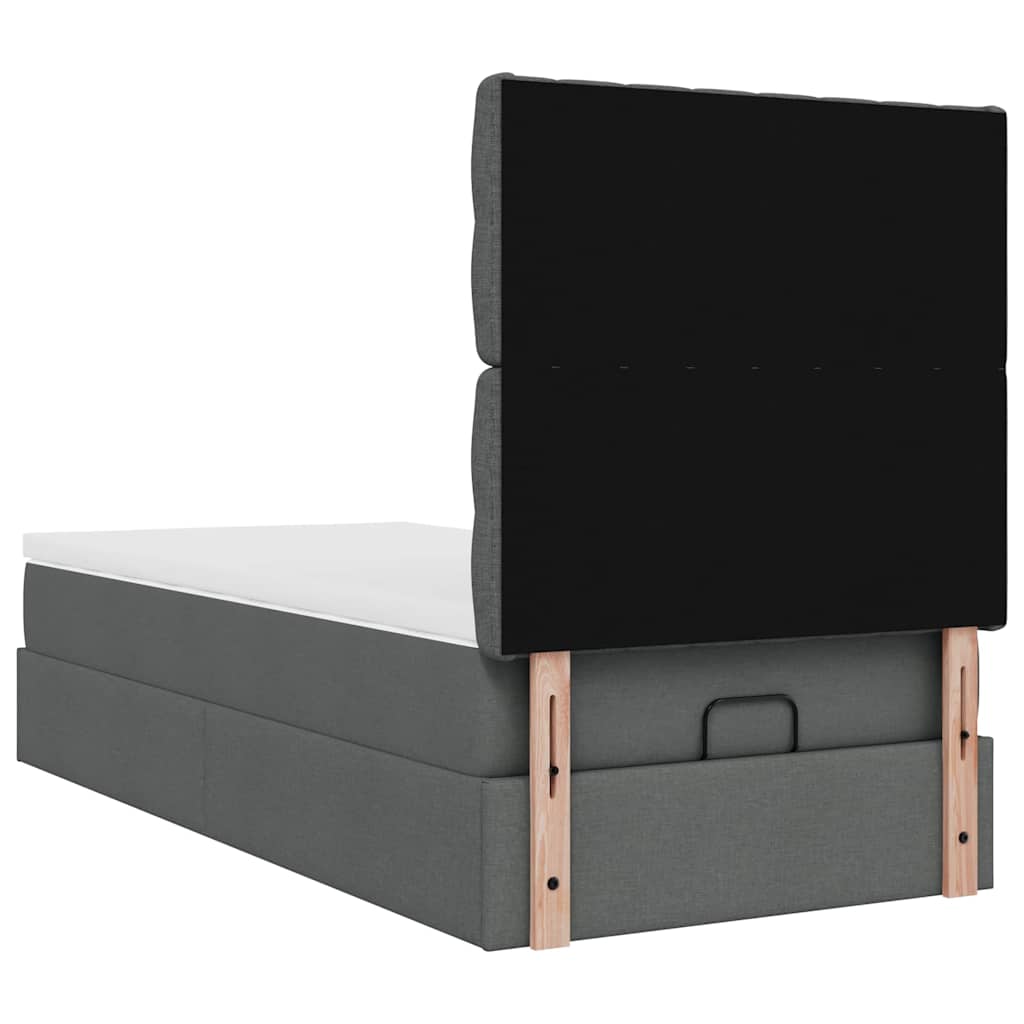 Ottoman-Bett mit Matratze & LEDs Dunkelgrau 100x200 cm Stoff