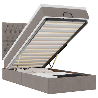 Ottoman-Bett mit Matratze & LEDs Taupe 100x200 cm Stoff