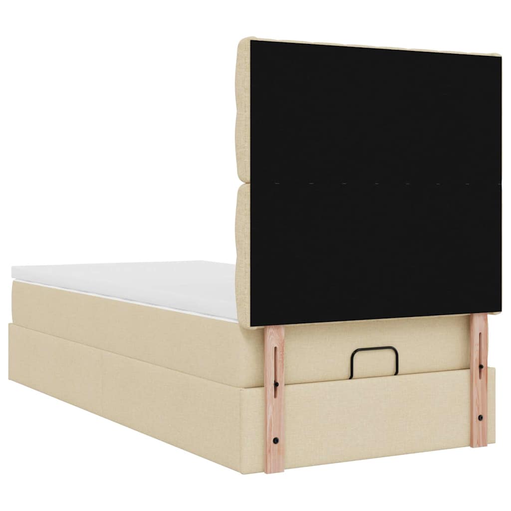 Ottoman-Bett mit Matratze & LEDs Creme 100x200 cm Stoff