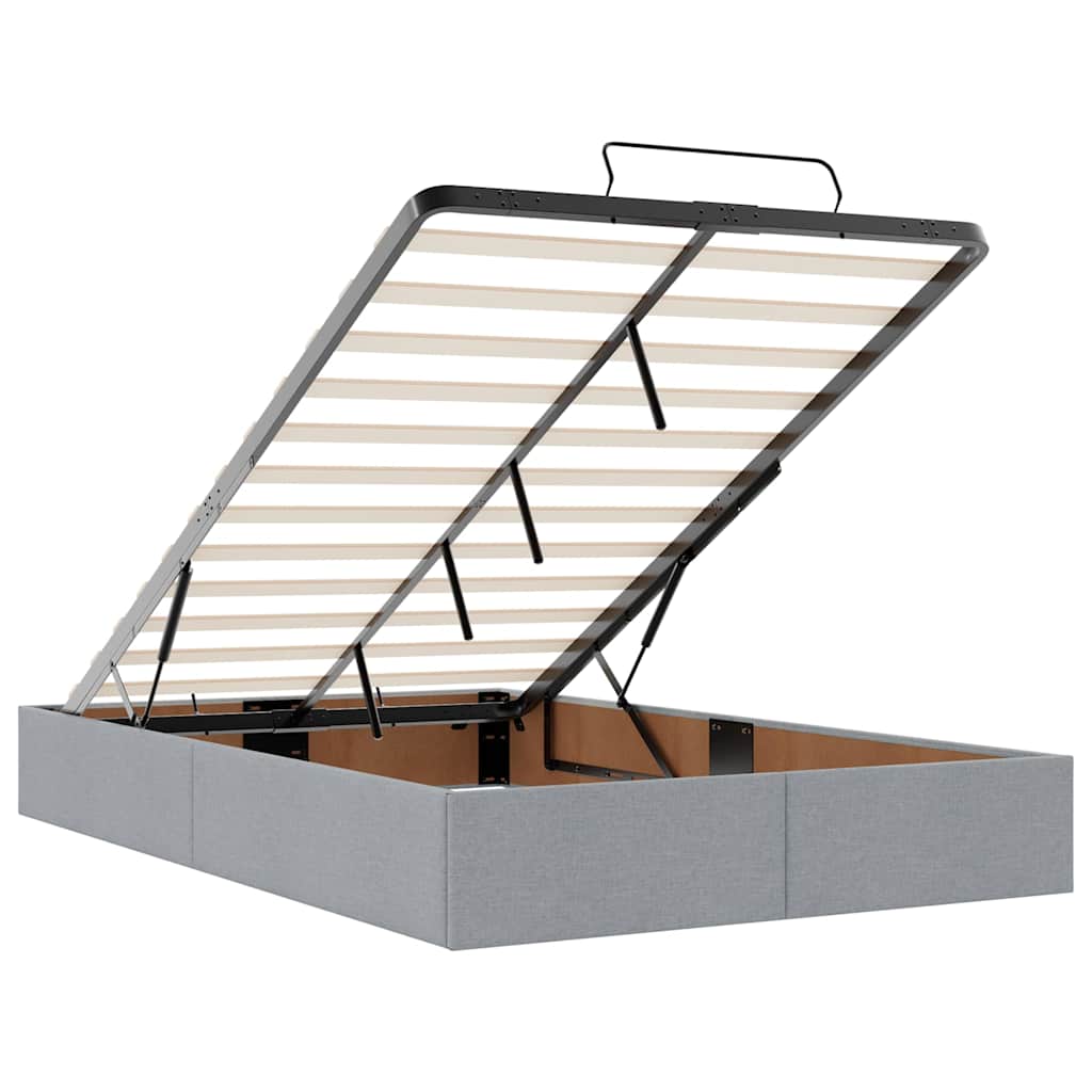 Ottoman-Bett mit Matratze & LEDs Hellgrau 120x190 cm Stoff