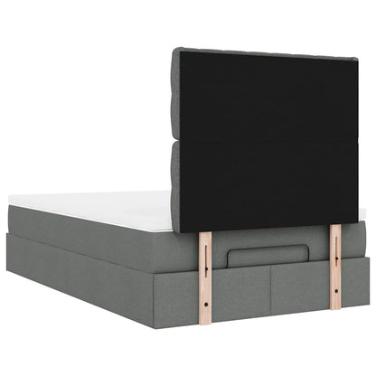 Ottoman-Bett mit Matratze & LEDs Dunkelgrau 120x190 cm Stoff