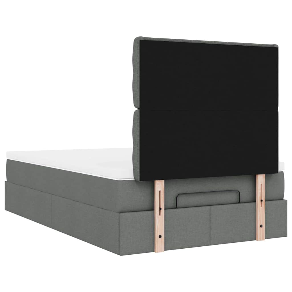 Ottoman-Bett mit Matratze & LEDs Dunkelgrau 120x190 cm Stoff
