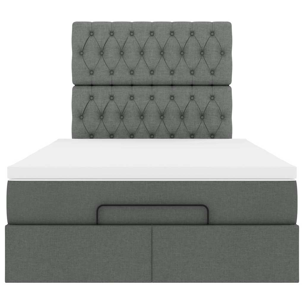 Ottoman-Bett mit Matratze & LEDs Dunkelgrau 120x190 cm Stoff