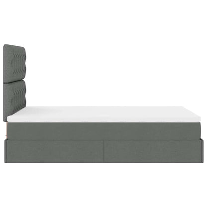 Ottoman-Bett mit Matratze & LEDs Dunkelgrau 120x190 cm Stoff