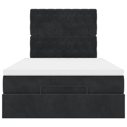 Ottoman-Bett mit Matratze & LEDs Schwarz 120x190 cm Stoff