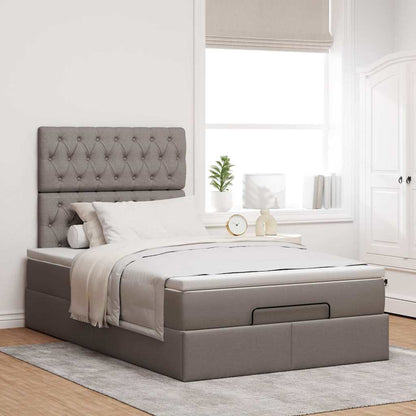 Ottoman-Bett mit Matratze & LEDs Taupe 120x190 cm Stoff