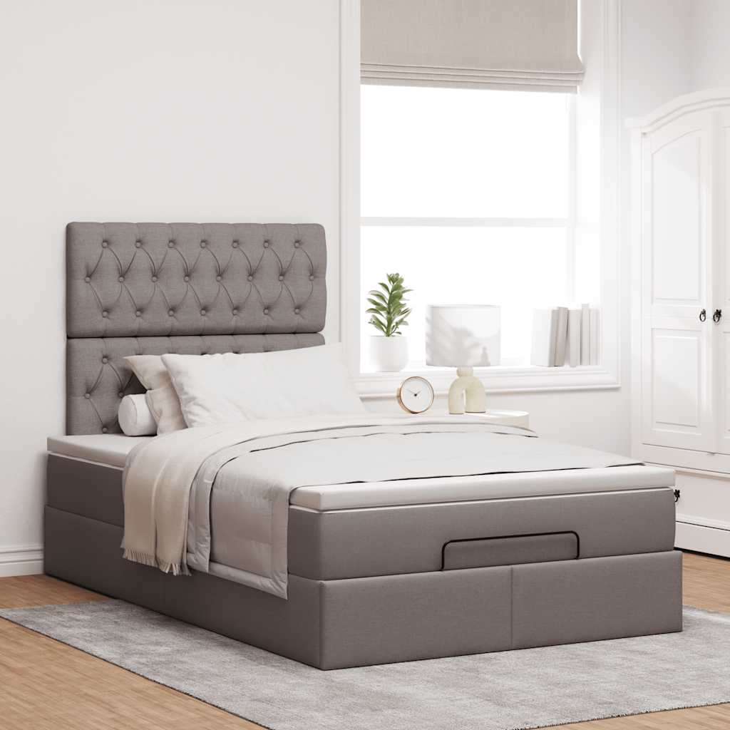 Ottoman-Bett mit Matratze & LEDs Taupe 120x190 cm Stoff