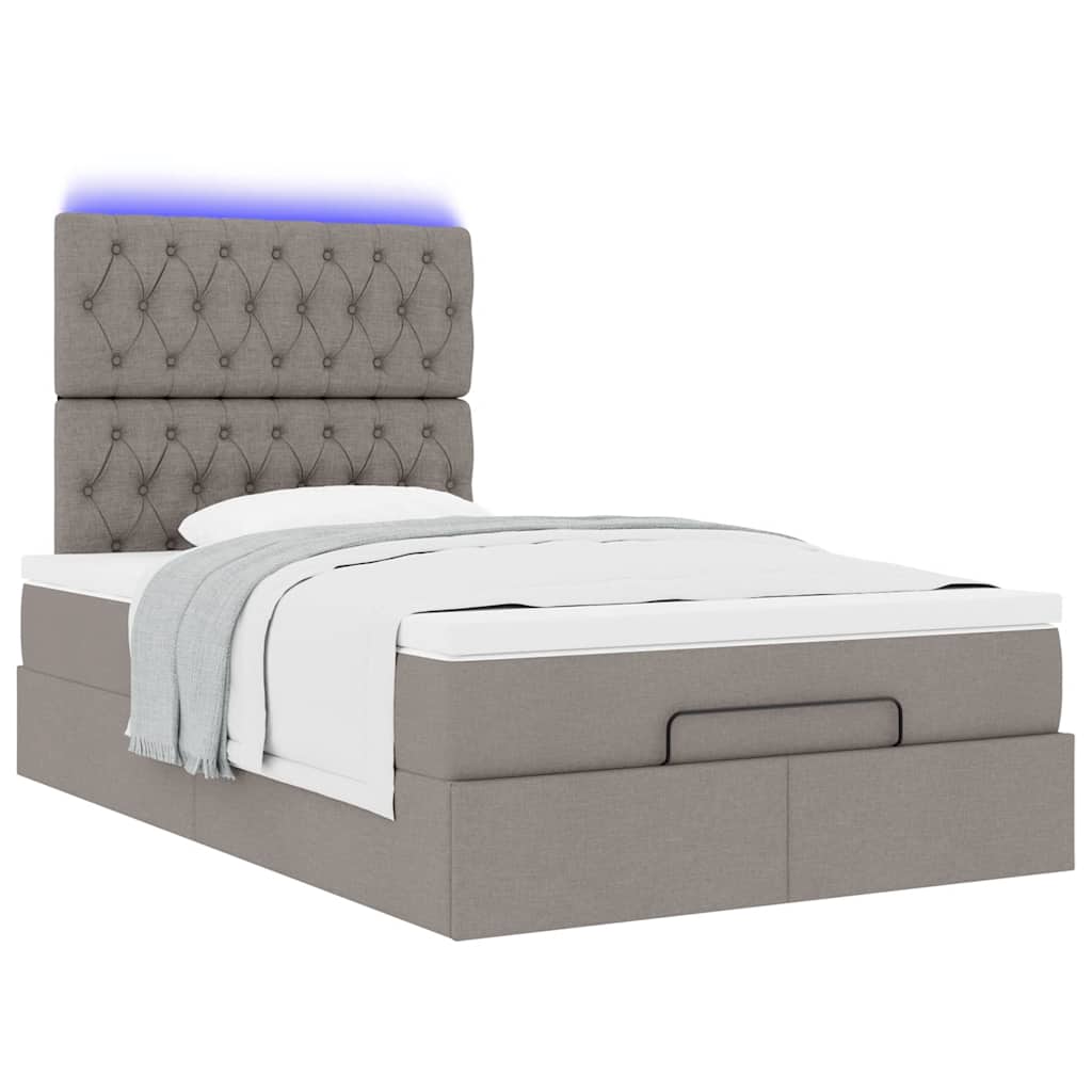 Ottoman-Bett mit Matratze & LEDs Taupe 120x190 cm Stoff