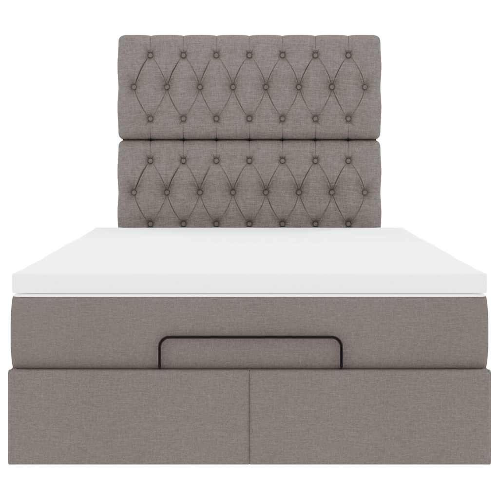Ottoman-Bett mit Matratze & LEDs Taupe 120x190 cm Stoff