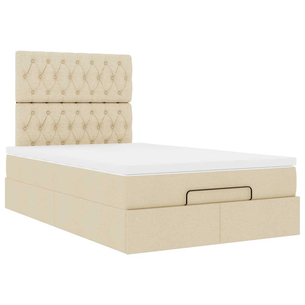 Ottoman-Bett mit Matratze & LEDs Creme 120x190 cm Stoff