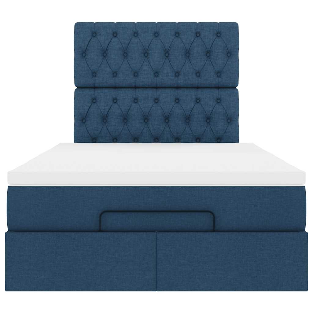 Ottoman-Bett mit Matratze & LEDs Blau 120x190 cm Stoff