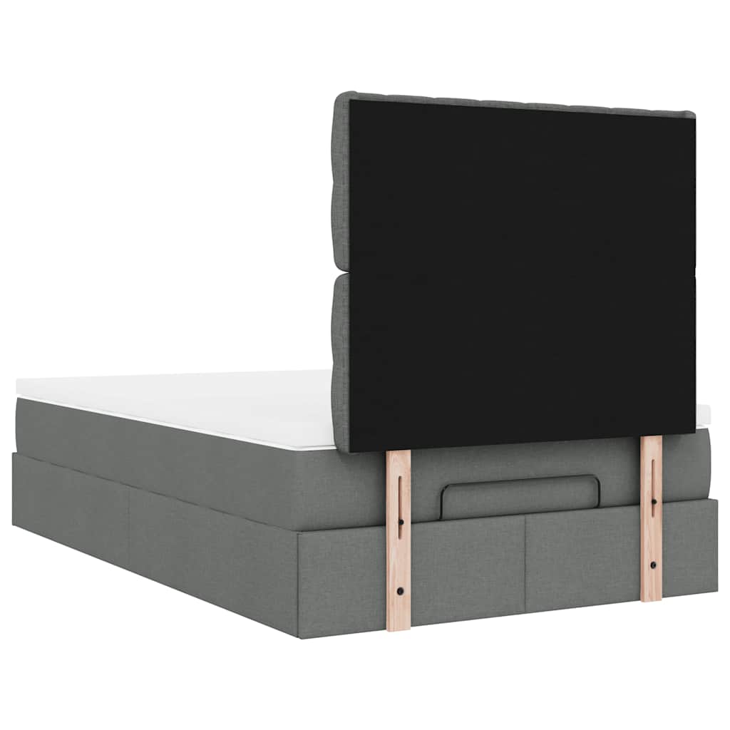 Ottoman-Bett mit Matratze & LEDs Dunkelgrau 120x200 cm Stoff