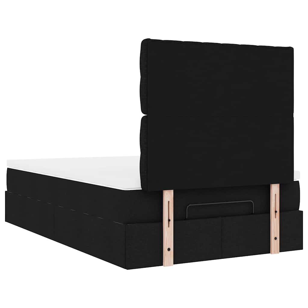 Ottoman-Bett mit Matratze & LEDs Schwarz 120x200 cm Stoff