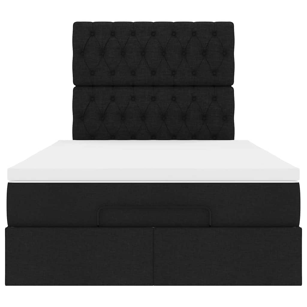 Lit ottoman avec matelas et LED Tissu noir 120x200 cm