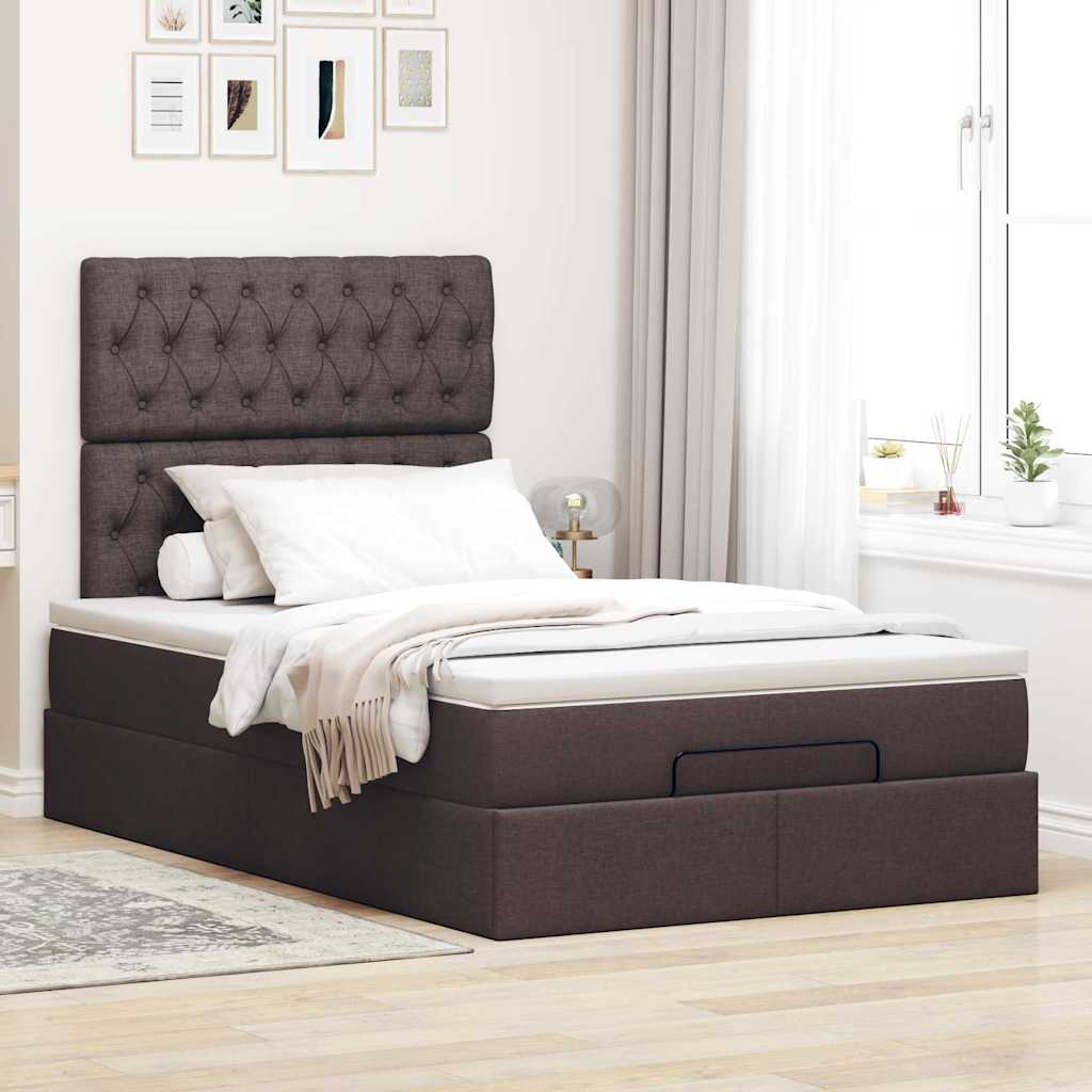 Ottoman-Bett mit Matratze & LEDs Dunkelbraun 120x200 cm Stoff