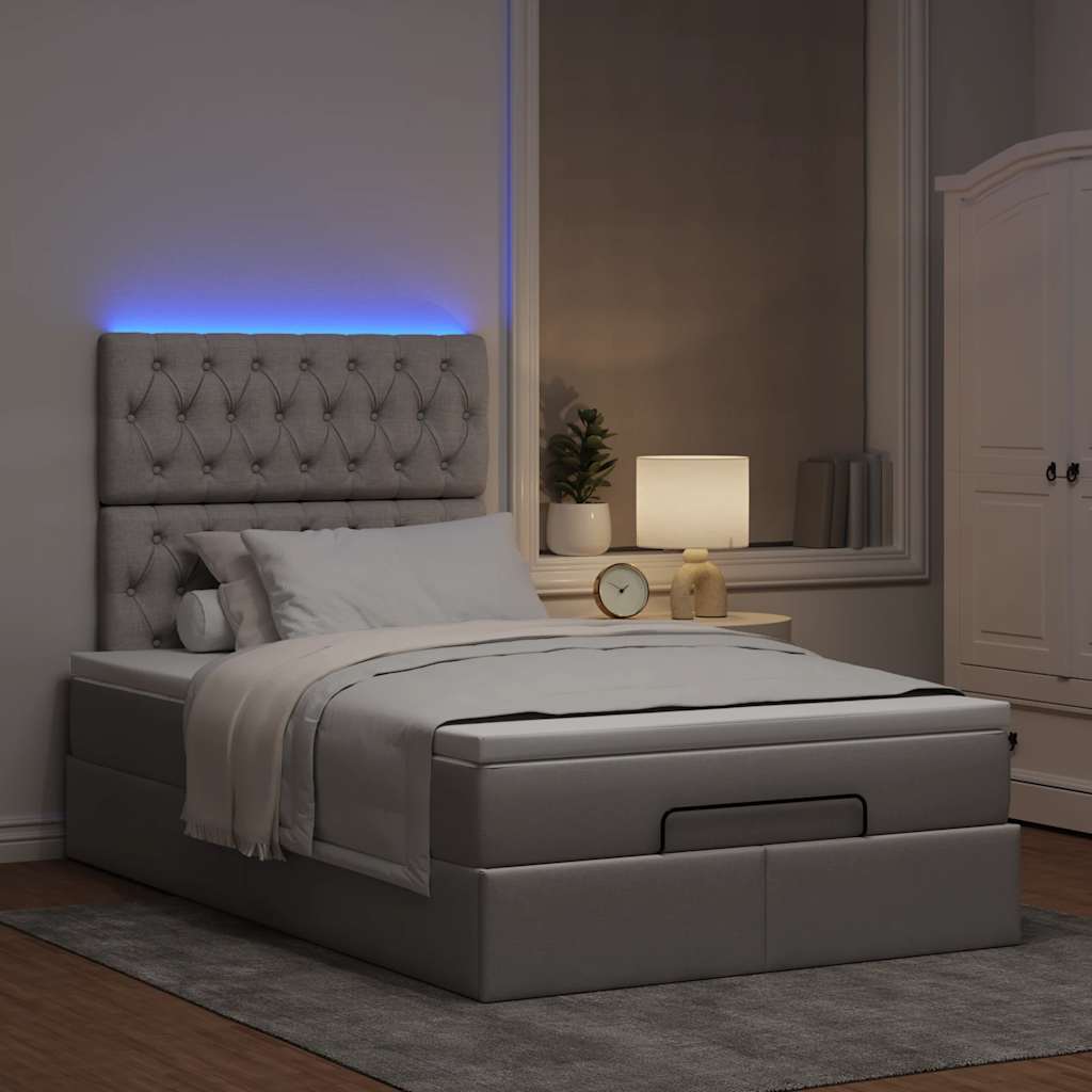 Ottoman-Bett mit Matratze & LEDs Taupe 120x200 cm Stoff