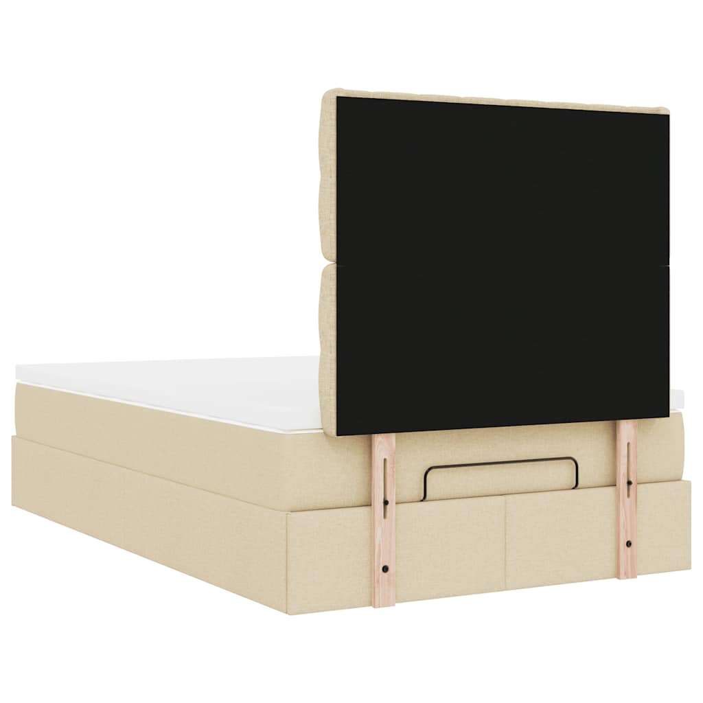 Ottoman-Bett mit Matratze & LEDs Creme 120x200 cm Stoff