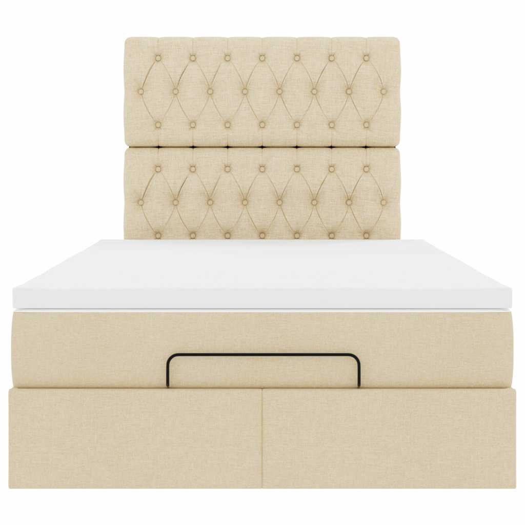 Ottoman-Bett mit Matratze & LEDs Creme 120x200 cm Stoff