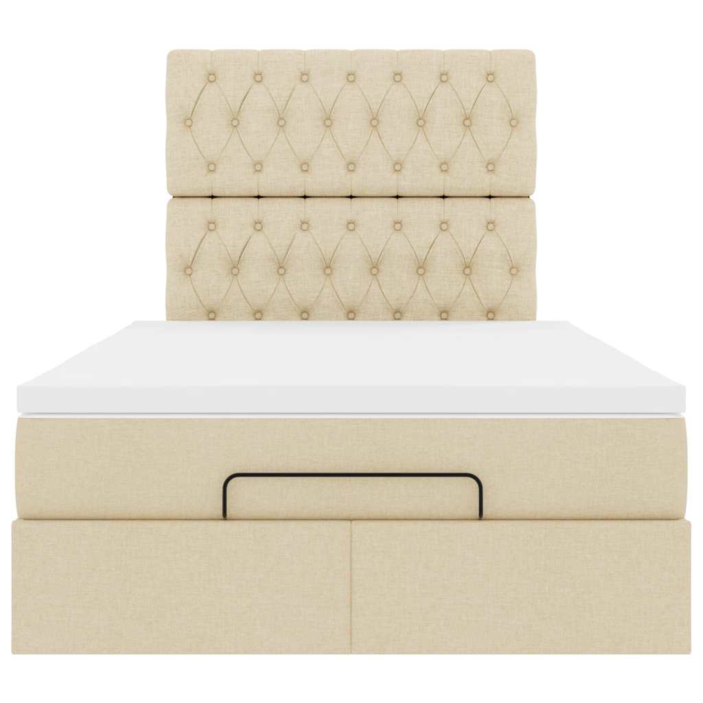 Ottoman-Bett mit Matratze & LEDs Creme 120x200 cm Stoff