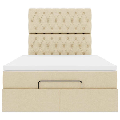 Ottoman-Bett mit Matratze & LEDs Creme 120x200 cm Stoff