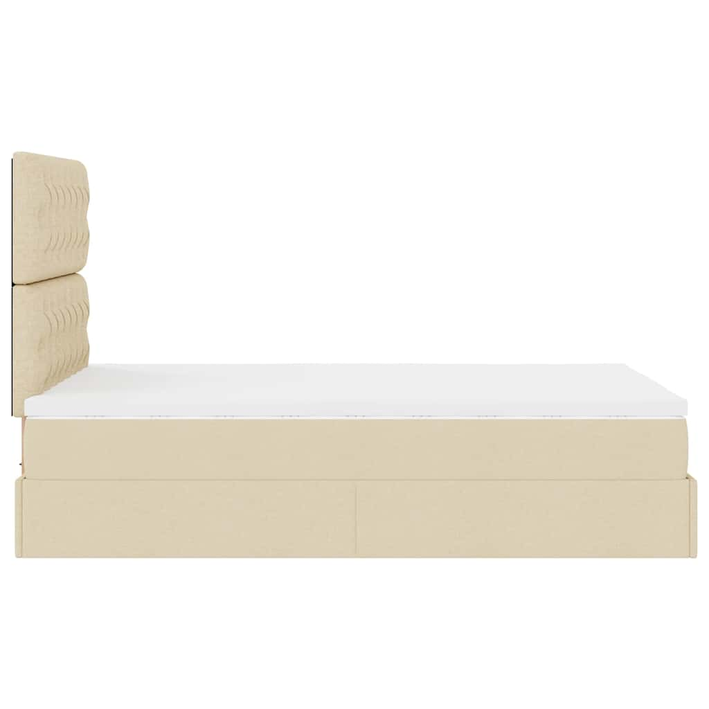 Ottoman-Bett mit Matratze & LEDs Creme 120x200 cm Stoff