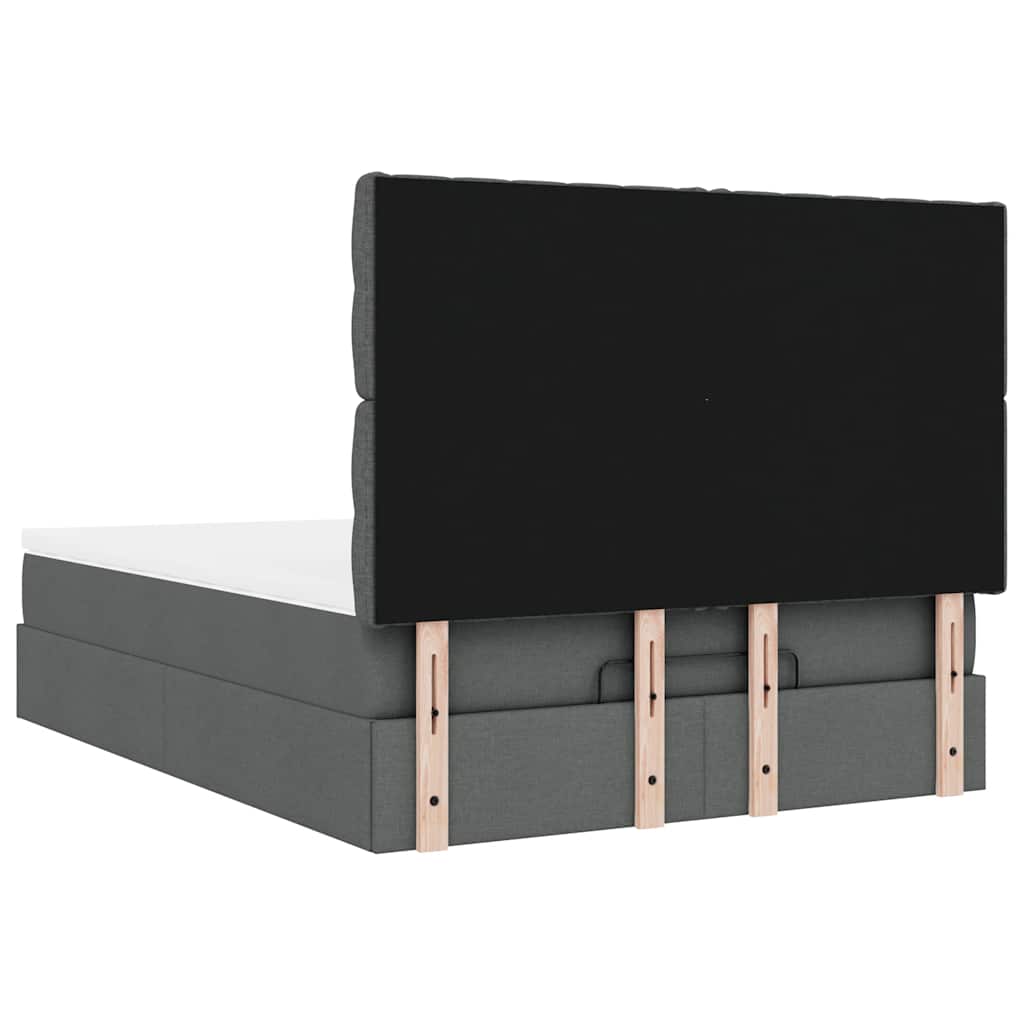 Ottoman-Bett mit Matratze & LEDs Dunkelgrau 140x190 cm Stoff