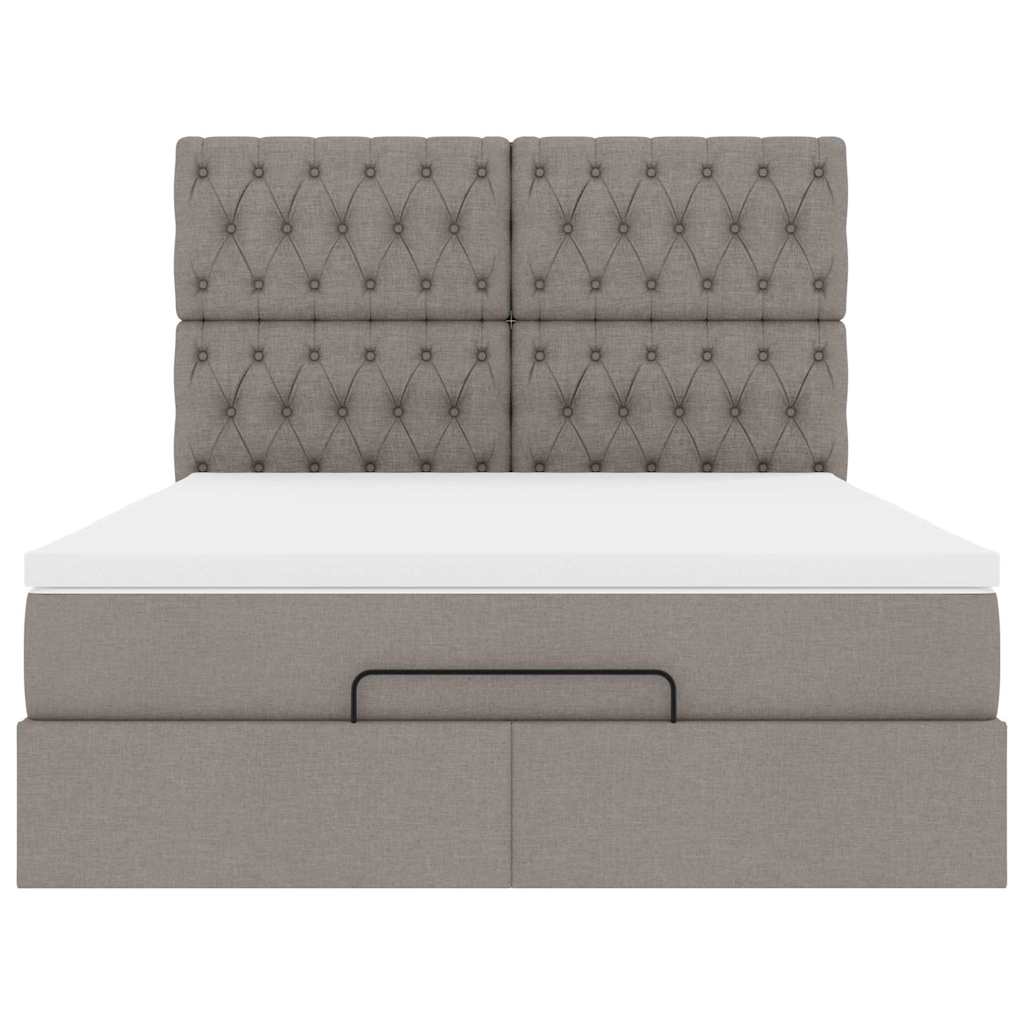 Ottoman-Bett mit Matratze & LEDs Taupe 140x190 cm Stoff