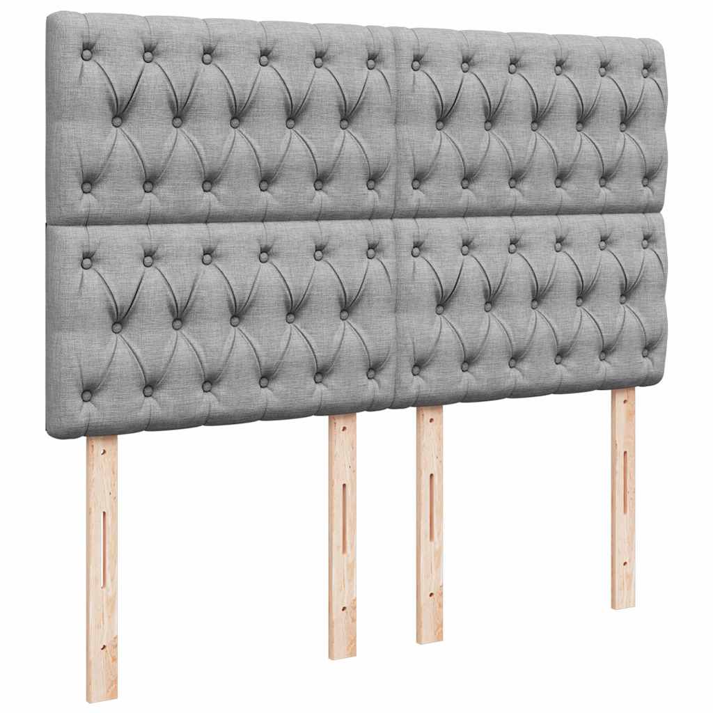 Ottoman-Bett mit Matratze & LEDs Hellgrau 140x200 cm Stoff