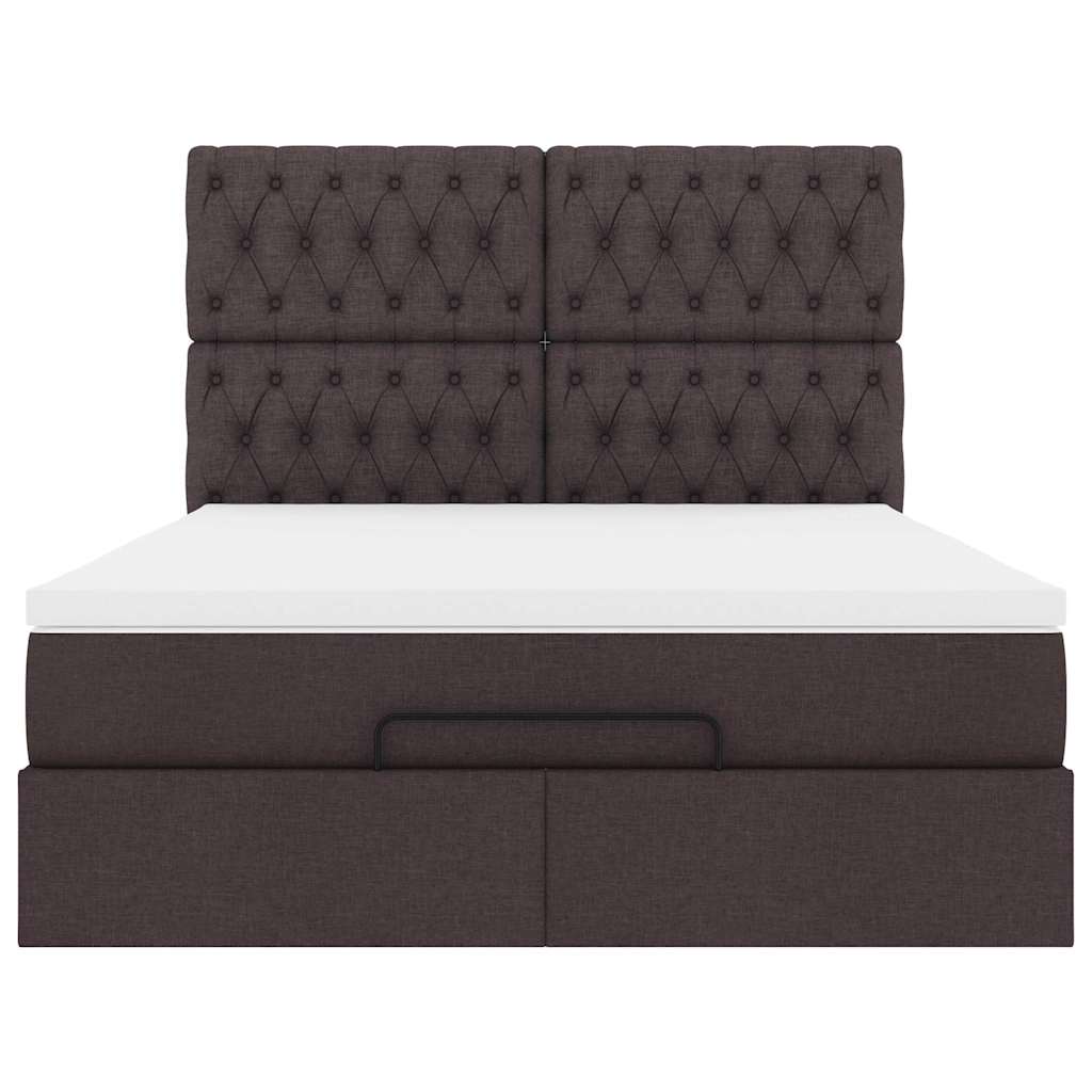 Ottoman-Bett mit Matratze & LEDs Dunkelbraun 140x200 cm Stoff