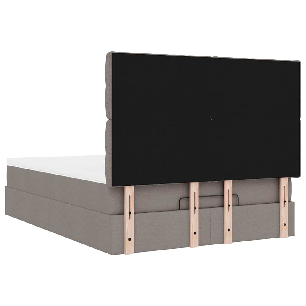 Ottoman-Bett mit Matratze & LEDs Taupe 140x200 cm Stoff