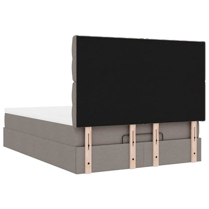 Ottoman-Bett mit Matratze & LEDs Taupe 140x200 cm Stoff