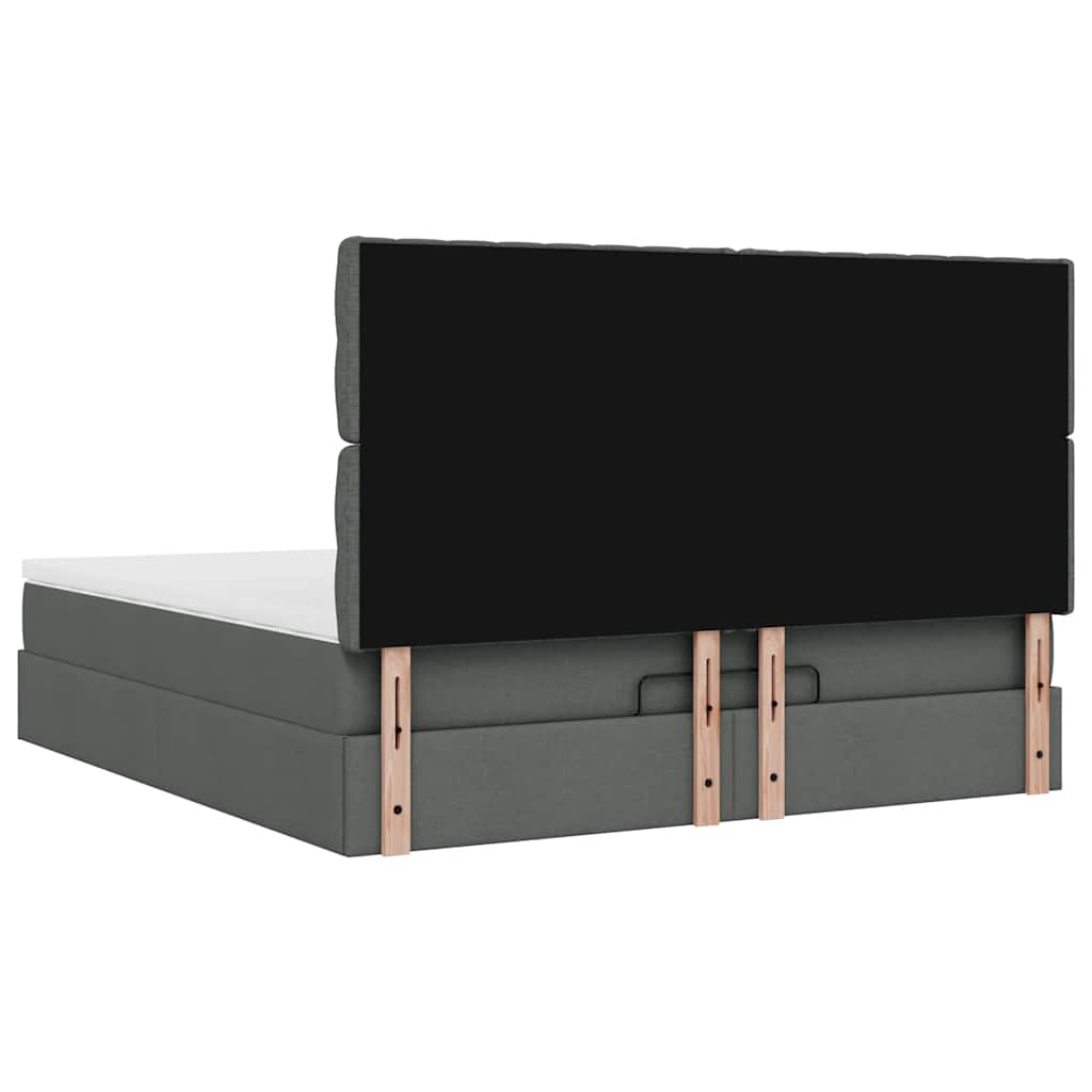 Ottoman-Bett mit Matratze & LEDs Dunkelgrau 160x200 cm Stoff