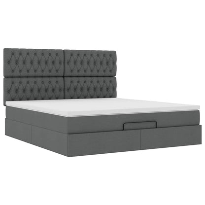 Ottoman-Bett mit Matratze & LEDs Dunkelgrau 160x200 cm Stoff