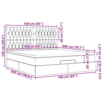 Ottoman-Bett mit Matratze & LEDs Taupe 160x200 cm Stoff