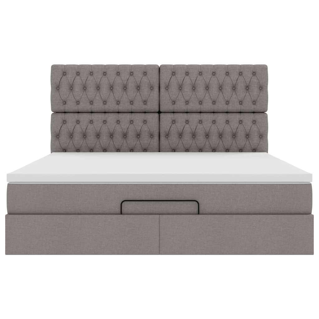 Ottoman-Bett mit Matratze & LEDs Taupe 160x200 cm Stoff