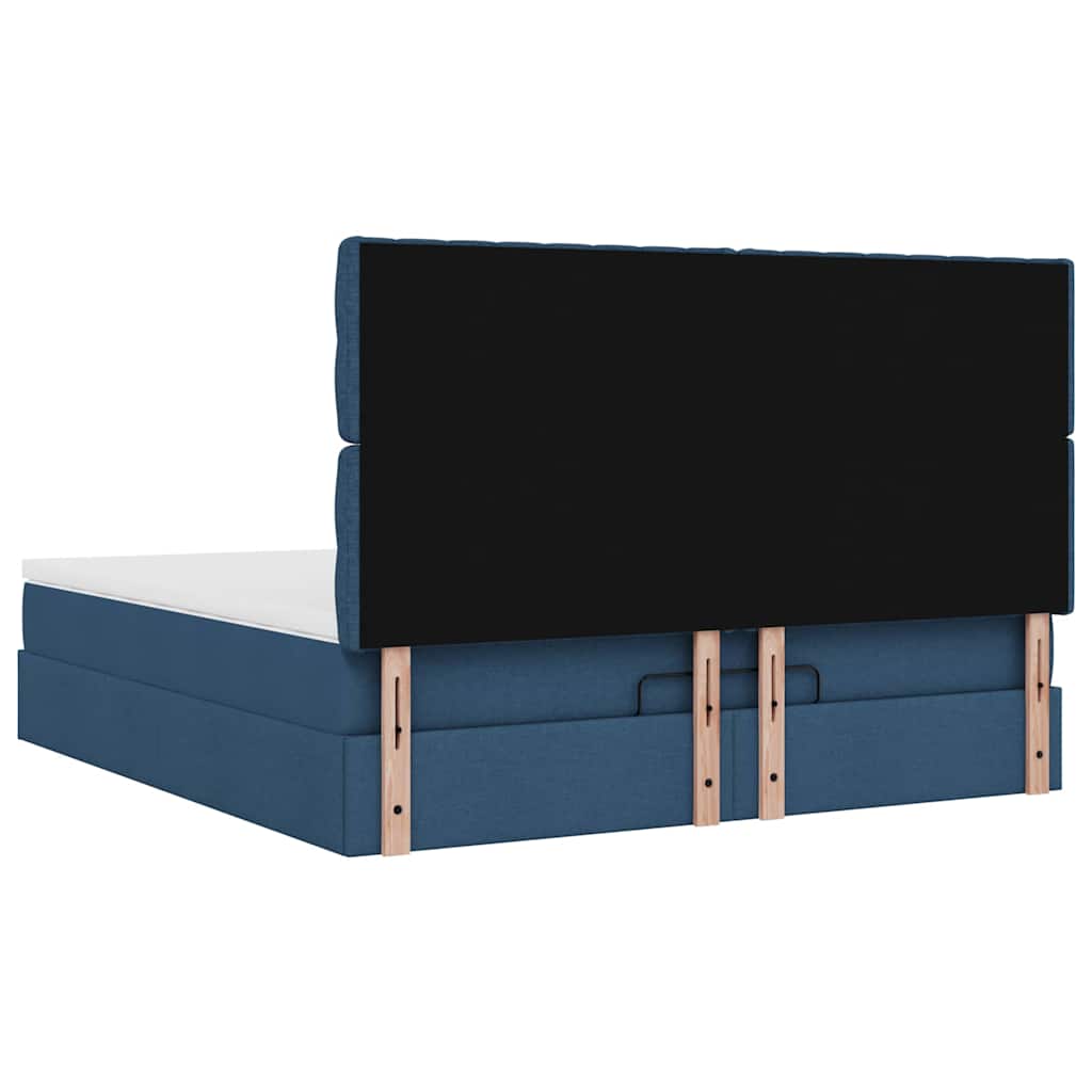 Ottoman-Bett mit Matratze & LEDs Blau 160x200 cm Stoff