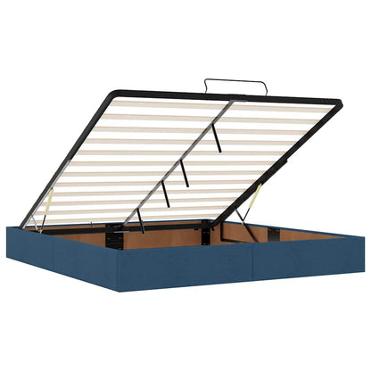 Ottoman-Bett mit Matratze & LEDs Blau 160x200 cm Stoff