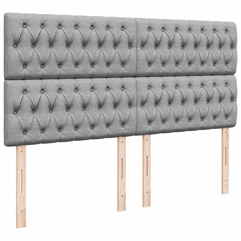 Lit ottoman avec matelas et LED tissu gris clair 180x200 cm