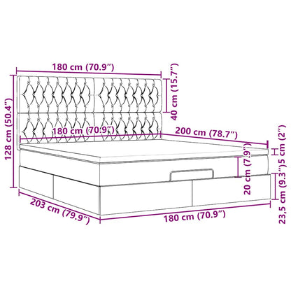 Ottoman-Bett mit Matratze & LEDs Dunkelgrau 180x200 cm Stoff