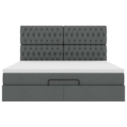 Ottoman-Bett mit Matratze & LEDs Dunkelgrau 180x200 cm Stoff