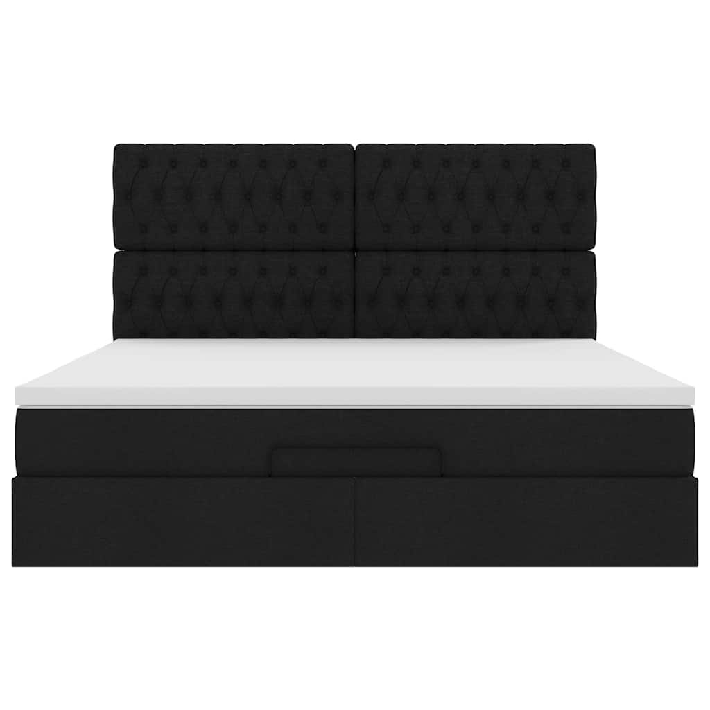 Ottoman-Bett mit Matratze & LEDs Schwarz 180x200 cm Stoff