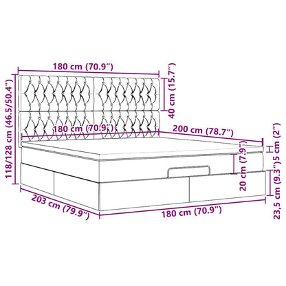 Ottoman-Bett mit Matratze & LEDs Taupe 180x200 cm Stoff