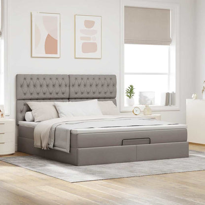 Ottoman-Bett mit Matratze & LEDs Taupe 180x200 cm Stoff