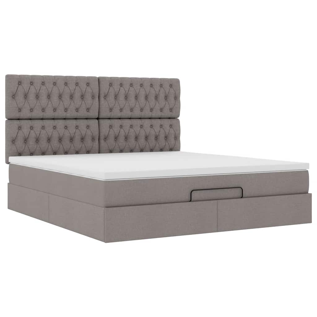 Ottoman-Bett mit Matratze & LEDs Taupe 180x200 cm Stoff