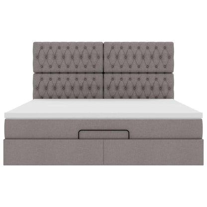 Ottoman-Bett mit Matratze & LEDs Taupe 180x200 cm Stoff