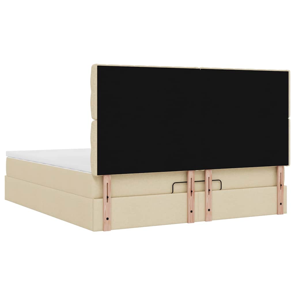 Ottoman-Bett mit Matratze & LEDs Creme 180x200 cm Stoff